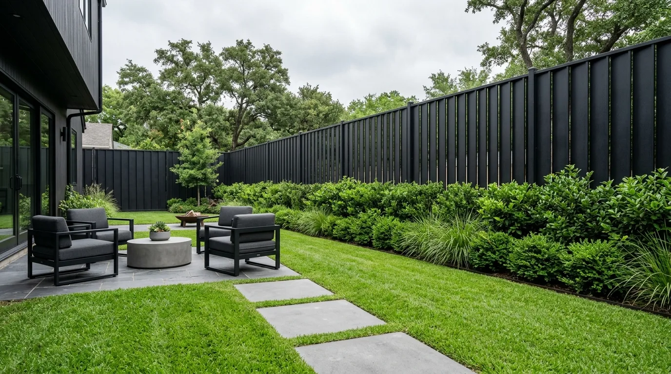 Matte Black Metal Privacy Fence